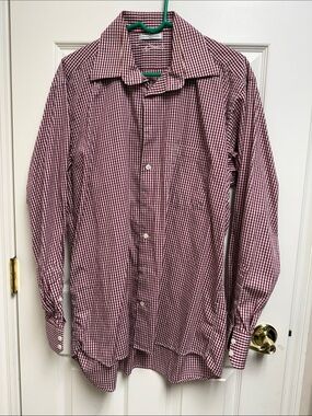 Italian- made Daniels’s Red and White Gingham Dress Shirt